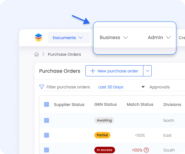 Admin Menu interface