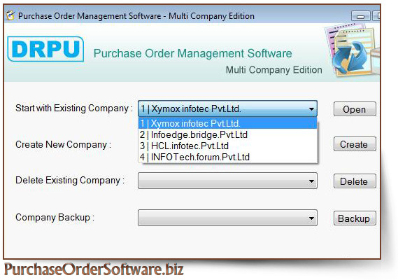 Screenshot of Purchase Order