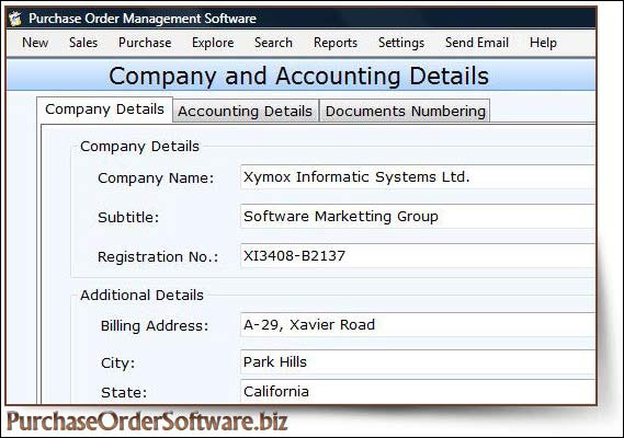 Software Purchase Order screenshot