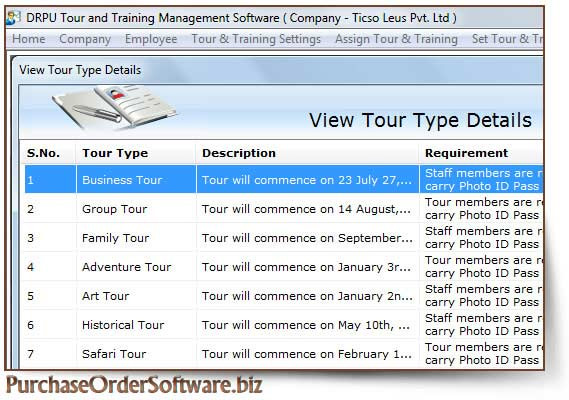 Tour and Training Software screenshot