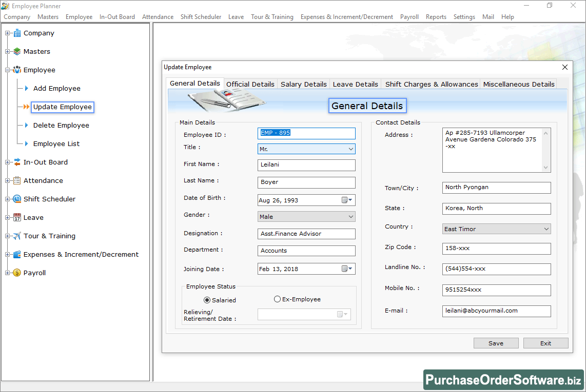 Update Employee Details