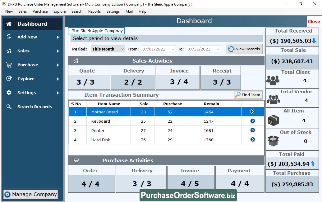 Purchase Order Software for Multi Company