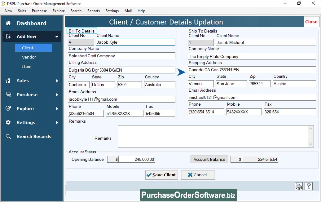 Client Customer Details