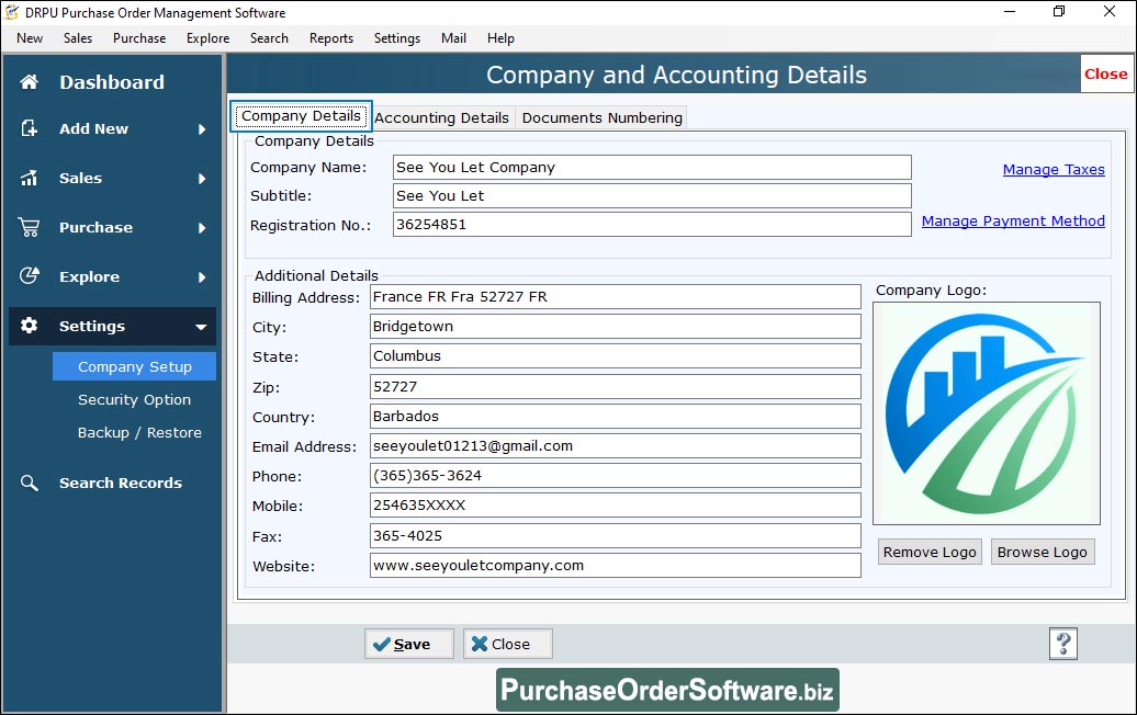 Company and Accounting Details